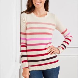 Talbots Sweater Women's S Pure Cashmere Pullover Casual Striped Crewneck